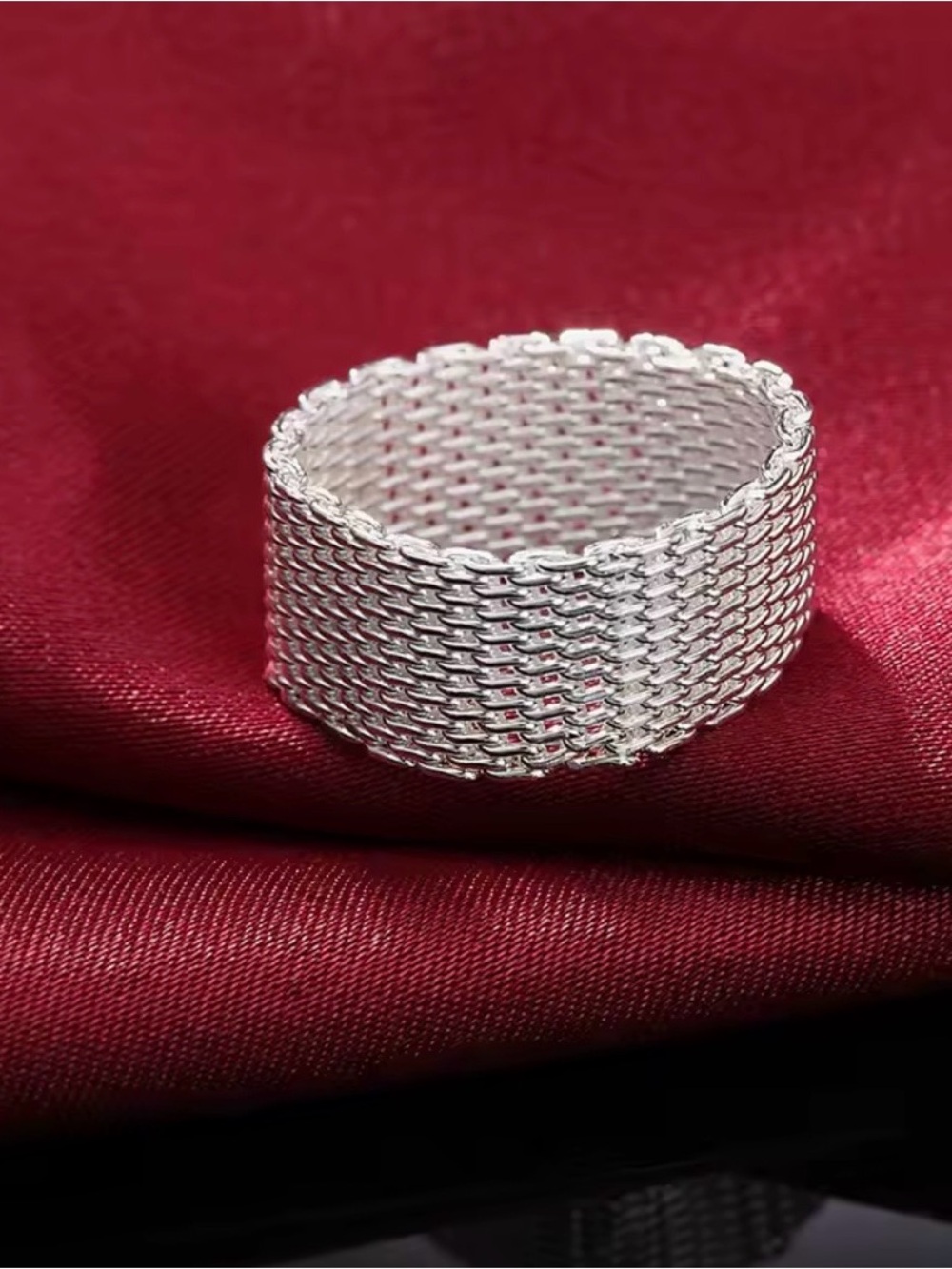 Silver Mesh Link Ring - Picture 3 of 6